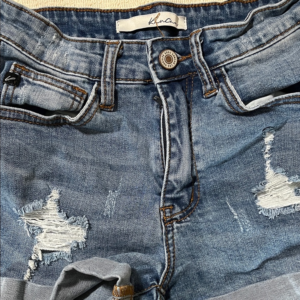 KanCan Kids Blue Distressed Shorts